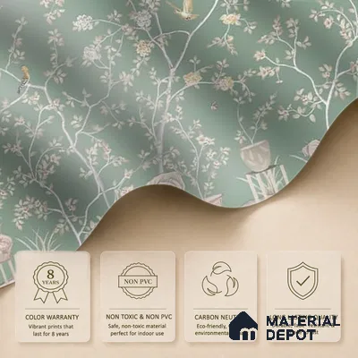 Verde Elegance, Sandstone Chinoiserie (Customised Wallpaper)