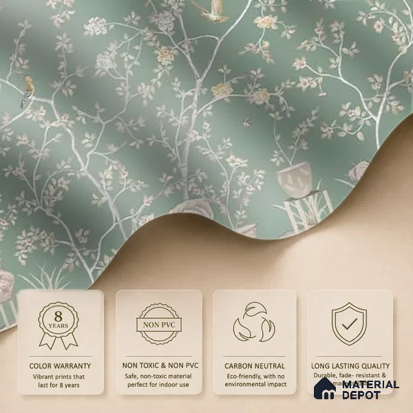 Verde Elegance, Sandstone Chinoiserie (Customised Wallpaper)