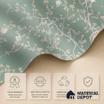 Verde Elegance, Canvas Chinoiserie (Customised Wallpaper)