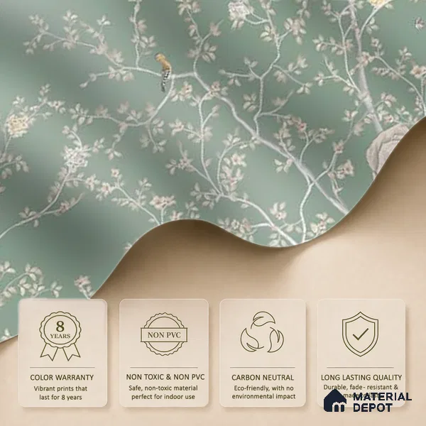 Verde Elegance, Canvas Chinoiserie (Customised Wallpaper)