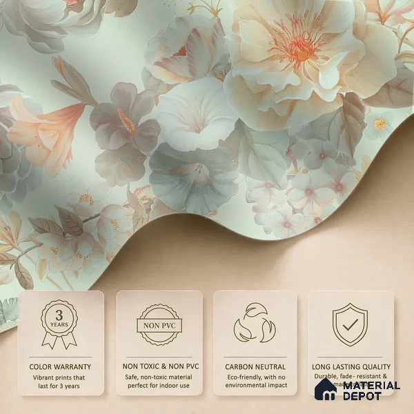 Prasoon Colorful Green Soft Feel Floral Wallpaper - 10 Meter x 19.68 Inches, 54 Sq. Ft. (Min. 15% Wastage)