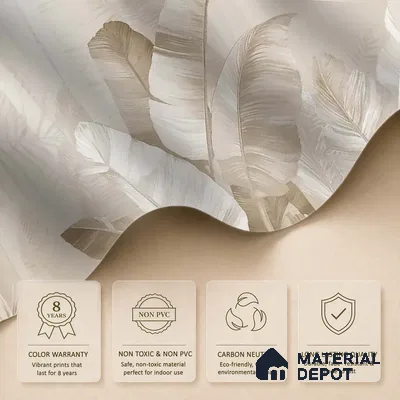Pallav A Beige Color Tropical Canvas (Customised Wallpaper)