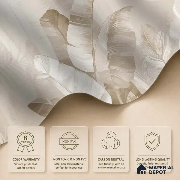 Pallav A Beige Color Tropical Canvas (Customised Wallpaper)