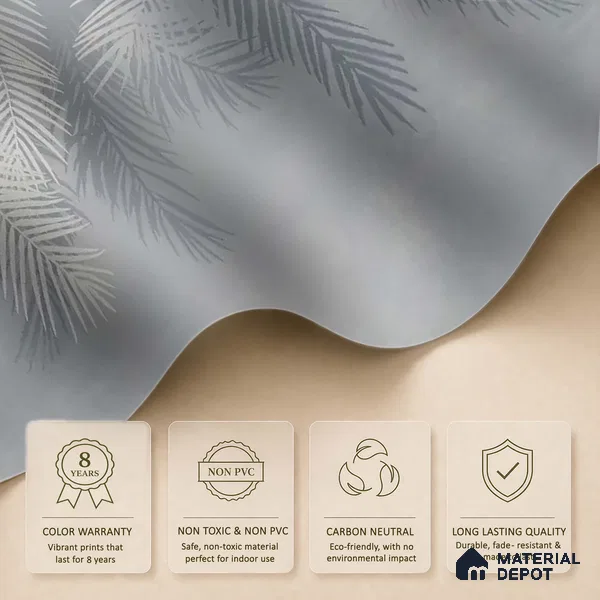 Hanging Tropical Leaves Design Blue Soft Feel (Customised Wallpaper)