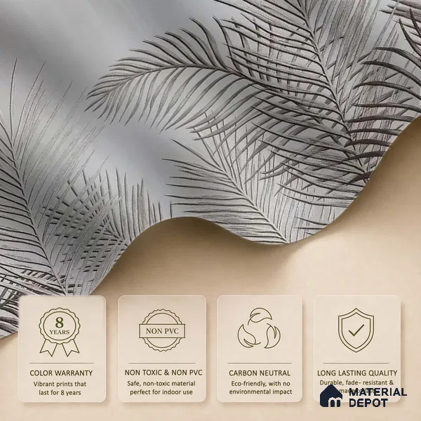 Dark Tropical Leaves in Textured Background Handmade (Customised Wallpaper)