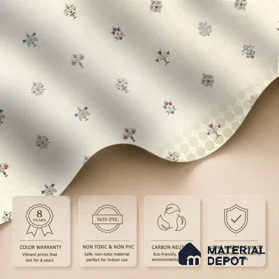 WP 03672 | Yellow Indian Motif for Rooms | Off-White & Grey Ditsy Sprig Floral Look Wallpaper Soft Feel (Customised Size)