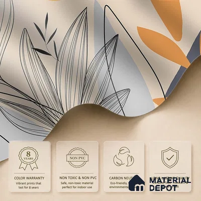 Sunrise Abstract Floral Line Art for Wall Soft Feel (Customised Wallpaper)
