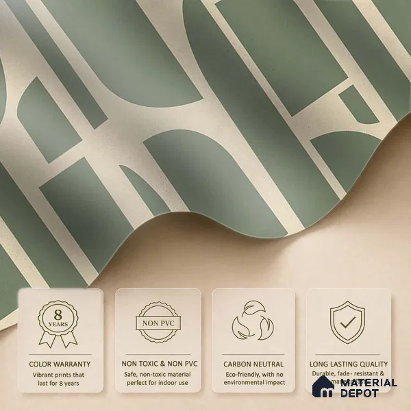 WP 03687 C | Rhythms Abstract Theme Modern Room | Sage Green Geometric Arch Blocks Abstract Look Wallpaper Handmade (Customised Size)