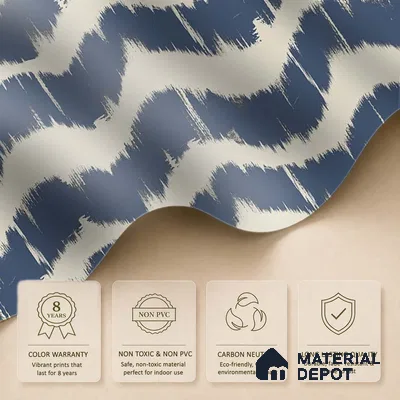 Indigo Waves Blue Modern Abstract for Walls Handmade (Customised Wallpaper)