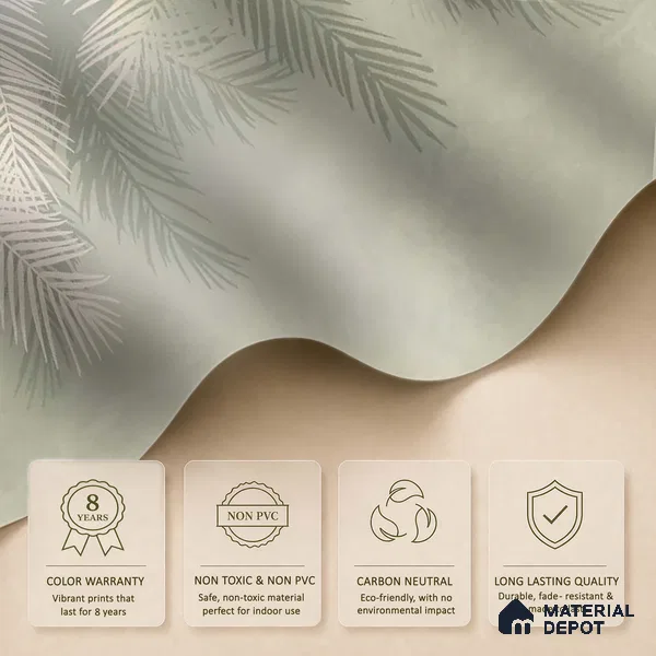 Hanging Tropical Leaves Design Pastel Green Handmade (Customised Wallpaper)