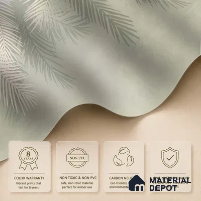 Hanging Tropical Leaves Design Pastel Green Soft Feel (Customised Wallpaper)