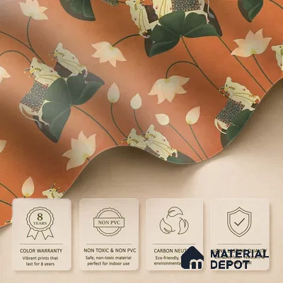 Pichwai Floral Cow Painting Inspired Rust Orange for Walls Soft Feel (Customised Wallpaper)