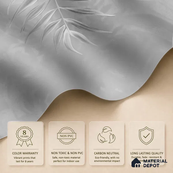 Misty Tropics Grey Tropical Leaf Customised Canvas (Customised Wallpaper)