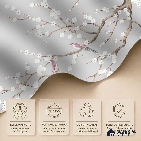 Plum Blossom Chinoiserie Style for Rooms Handmade (Customised Wallpaper)
