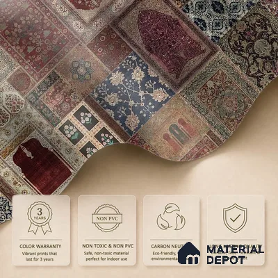 Aalishan Exquisite Indian Carpet Design Silk Metallic Wallpaper for Walls