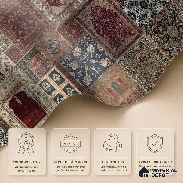 Aalishan Exquisite Indian Carpet Design Silk Metallic Wallpaper for Walls