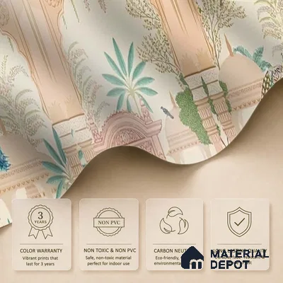 Aangan Indian Theme Handmade Wallpaper with Peacocks (Customised Wallpaper)