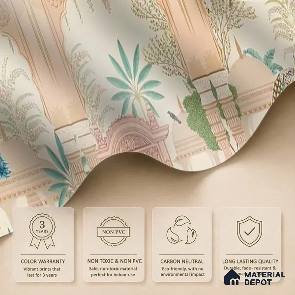 Aangan Indian Theme Handmade Wallpaper with Peacocks (Customised Wallpaper)