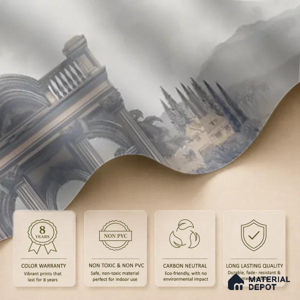 Majestic Foliage Epoch Customised Wallpaper Blue & Sepia