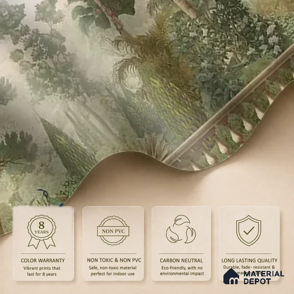 Peacock Garden, Jungle Theme Handmade Wallpaper for Walls (Customized Size Wallpaper)