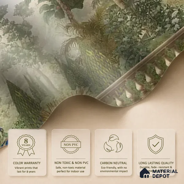 Peacock Garden, Jungle Theme Canvas Wallpaper for Walls (Customized Size Wallpaper)