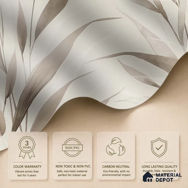 Whispering Blades Soft Mocha Abstract Customised Handmade Wallpaper for Rooms
