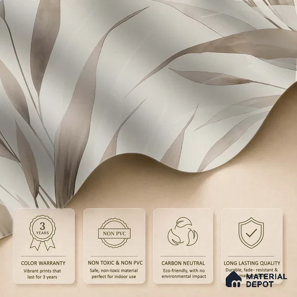 Whispering Blades Soft Mocha Abstract Customised Soft Feel Wallpaper for Rooms