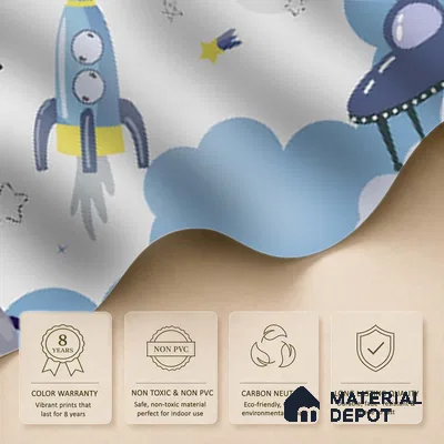 Blue and Grey Space Theme Customized Soft Feel Children Wallpaper