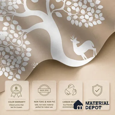Beige Pichwai Tree of Life Handmade Wallpaper for Pooja and Living Rooms