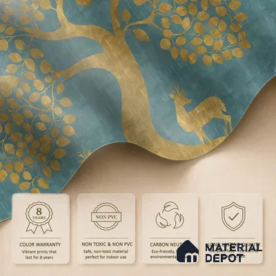 Blue Pichwai Tree of Life Handmade Wallpaper for Pooja and Living Rooms