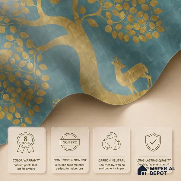 Blue Pichwai Tree of Life Sandstone Wallpaper for Pooja and Living Rooms