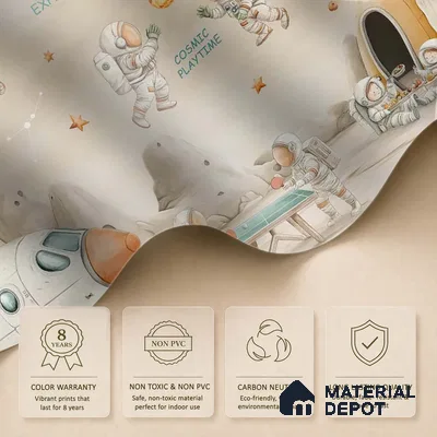 Coffee Bean Cosmic Clubhouse Kids Room Handmade Wallpaper