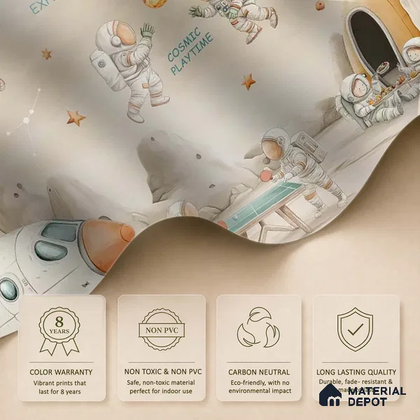 Coffee Bean Cosmic Clubhouse Kids Room Handmade Wallpaper