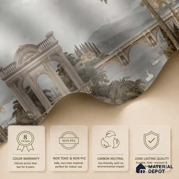 Majestic Foliage Epoch Canvas Green & Sepia (Customised Wallpaper)