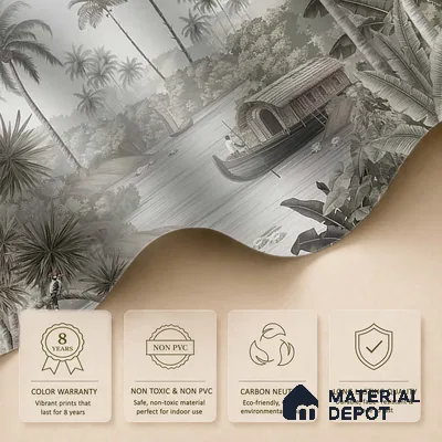 Malabar Kerela Themed Handmade Wallpaper, Customised