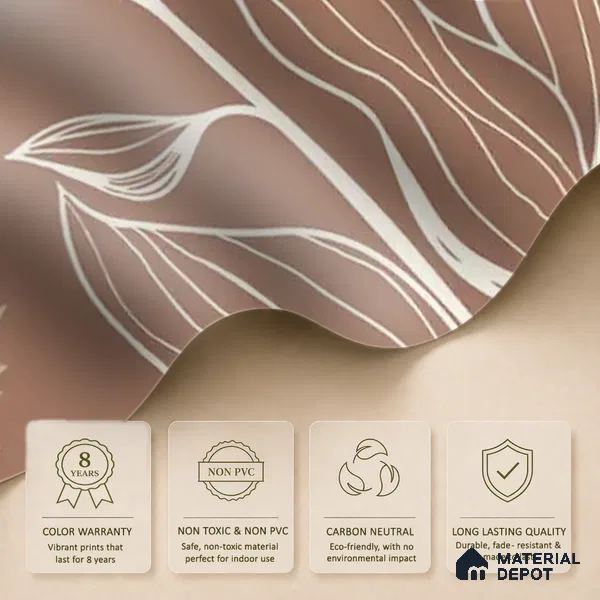 Botanical Muse Tropical Soft Feel Customized Wallpaper, Brown Background