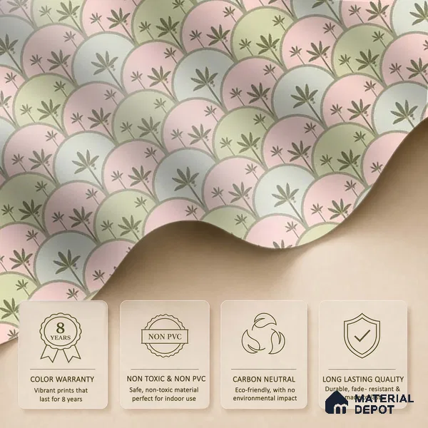 Kanan Roll 10 Meter x 19.68 Inches Soft Feel Wallpaper for Walls In Light Pink & Green - 54 Sq. Ft. | Minimum 15% wastage during installation