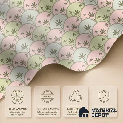 Kanan Roll 10 Meter x 19.68 Inches Canvas Wallpaper for Walls In Light Pink & Green - 54 Sq. Ft. | Minimum 15% wastage during installation