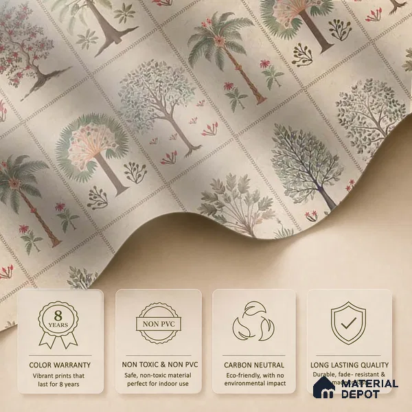 Beige Botanical Bliss Canvas wallpaper Customised for Walls