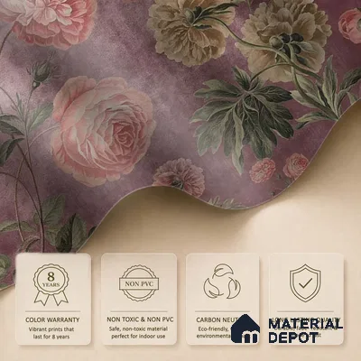 Big Floral Handmade Wallpaper for Rooms Blossoms in Twilight