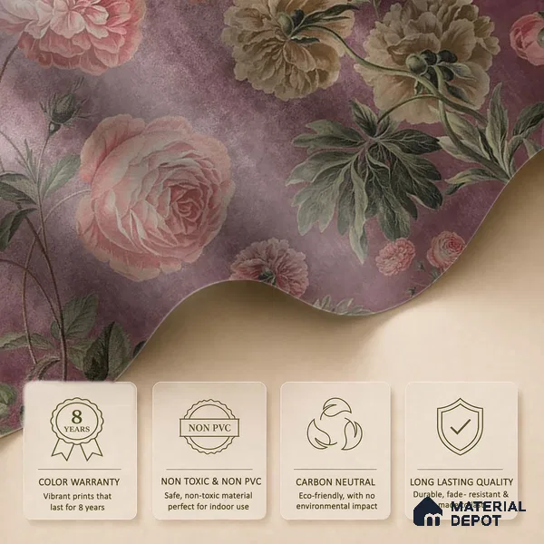 Big Floral Handmade Wallpaper for Rooms Blossoms in Twilight