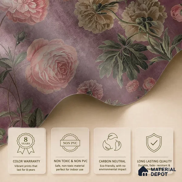 Big Floral Canvas Wallpaper for Rooms Blossoms in Twilight
