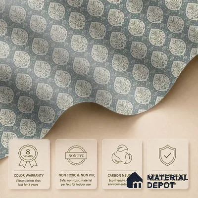Gulmohar Indian 10 Meter x 19.68 Inches Soft Feel Wallpaper Roll in Dusty Blue Color