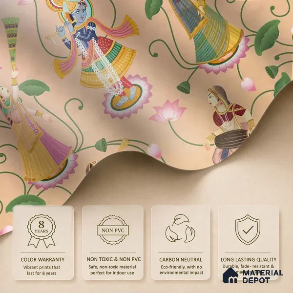 Vrindavan, Krishna and Gopies Handmade Customised Wallpaper
