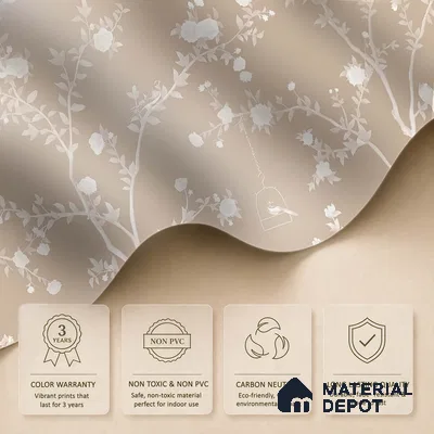Aura in the Garden Chinoiserie Clay Beige Customized Wallpaper Canvas(Premium)