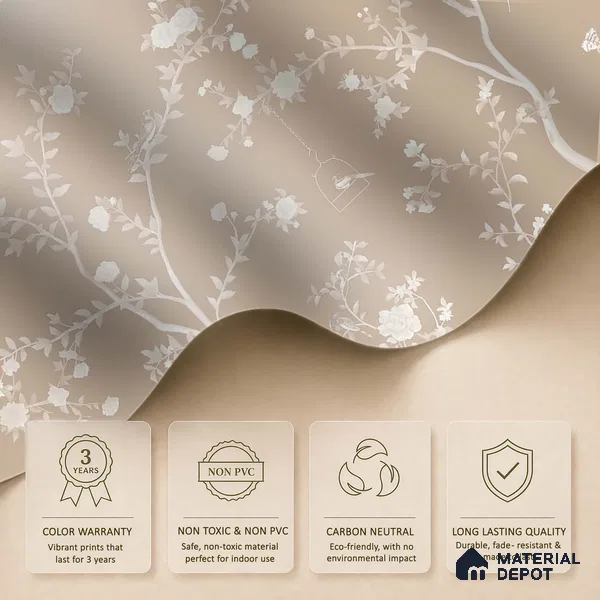 Aura in the Garden Chinoiserie Clay Beige Customized Wallpaper Silk Sheen (Super Luxury)