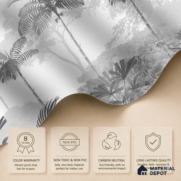 Kovalam, Monotone Tropical Canvas Wallpaper | Customised Size Wallpaper