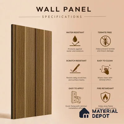Brown Wooden Louver PN 05270 8 ft x 4.7 inch Charcoal Panel - 12 mm | Suitable for Feature Wall, TV Unit & Living Room | Width is Subjected to 5% Variation