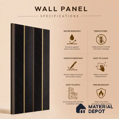 Black Wooden Louver PN 05271 8 ft x 4.7 inch Charcoal Panel - 12 mm | Suitable for Feature Wall, TV Unit & Living Room | Width is Subjected to 5% Variation