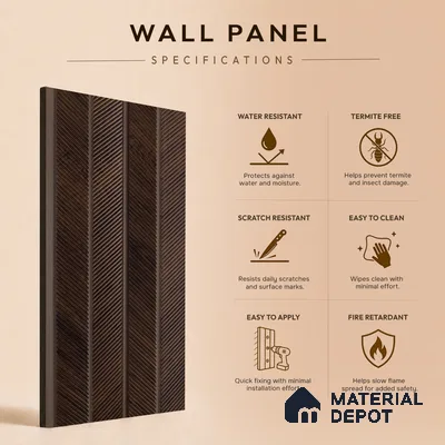 Brown Wooden Louver PN 05273 8 ft x 4.7 inch Charcoal Panel - 12 mm | Suitable for Feature Wall, TV Unit & Living Room | Width is Subjected to 5% Variation
